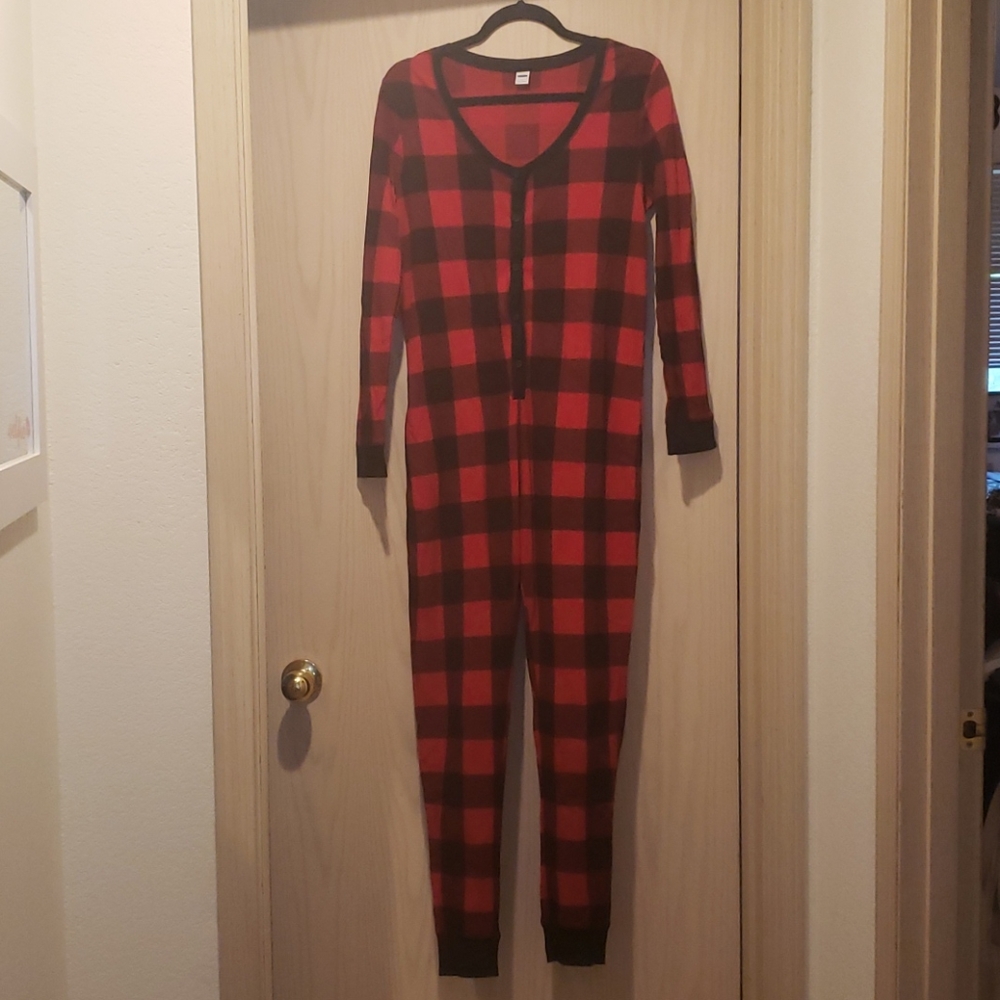 Buffalo Plaid Button Up Thermal Onsie